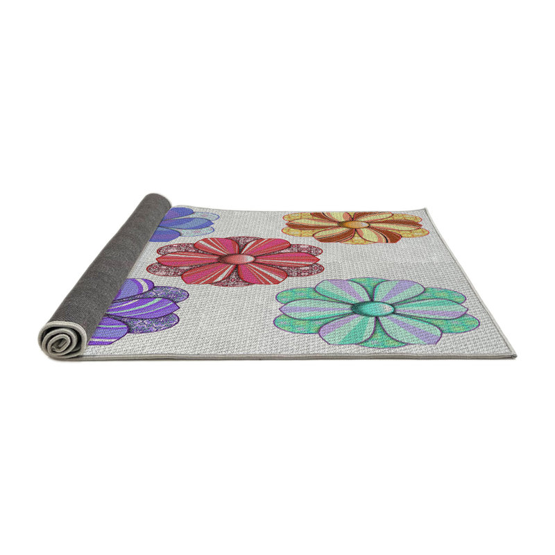 Tapis violet/rouge/vert à motif, Rond 6 pi