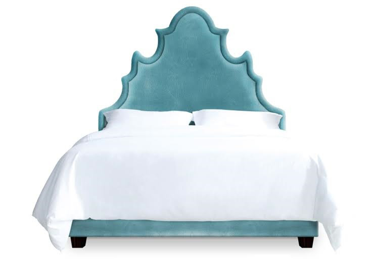 Lit plateforme tapissier Vogel, Double, Turquoise