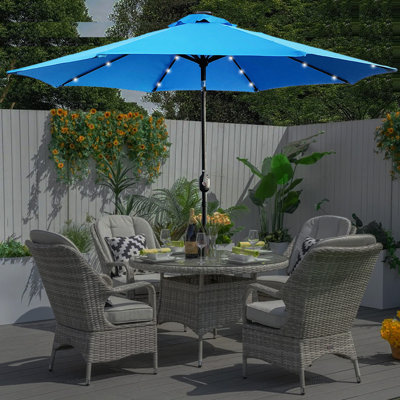 Yolanda 9' x 9' Solar Lighted Market Umbrella Outdoor Patio Umbrella