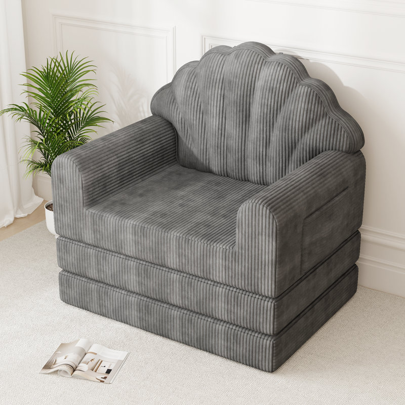 Boneless 2-in-1 Folding Sofa Bed with Back Support - 75" D x 34" W Convertible Futon Sleeper Chair and Bean Bag Floor Lounger for Small Spaces, Black