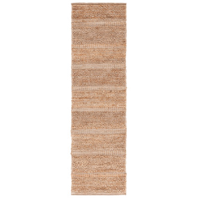Tapis rayé en jute et coton tissé à la main Keavi