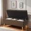 Banc avec repose-pieds moderne avec amplement d'espace de rangement, coussin capitonné et pieds en métal-657218593
