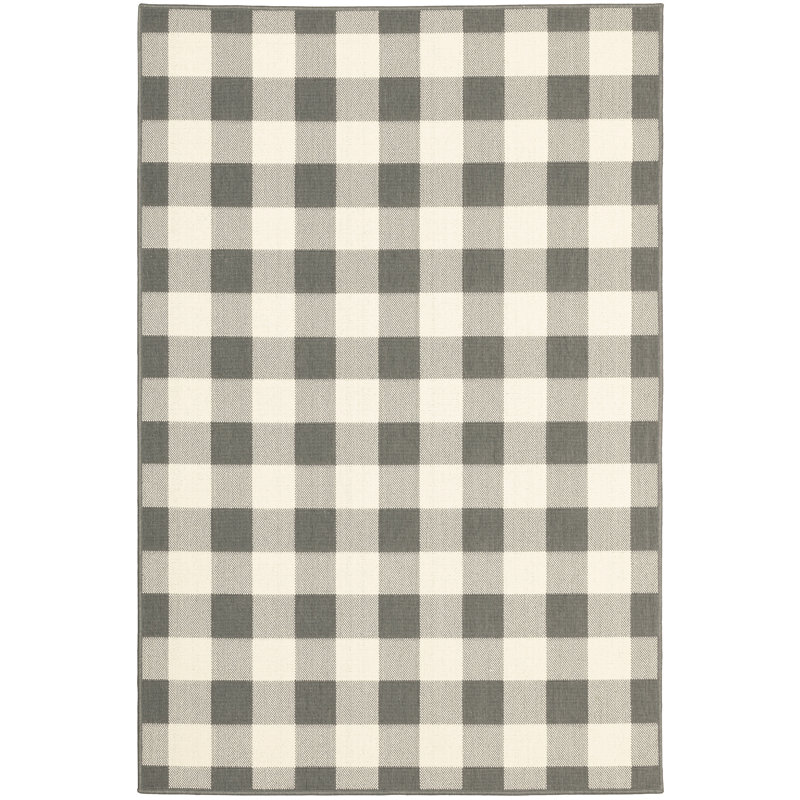 Lyle Plaid Indoor / Outdoor Rug, Rectangle 6'7" x 9'6"