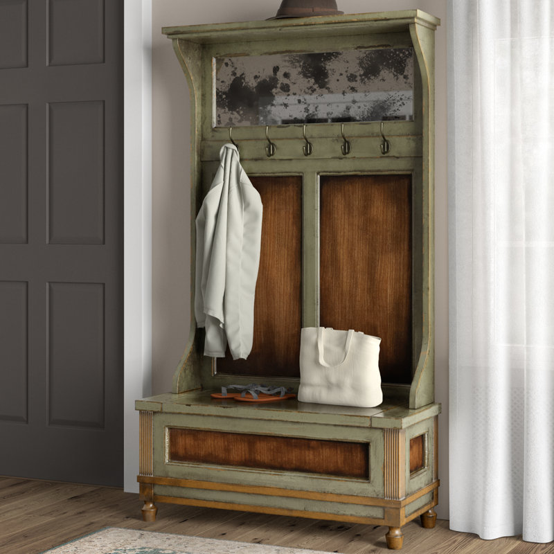 Pompey Hall Tree 40.75'' Wide with Bench