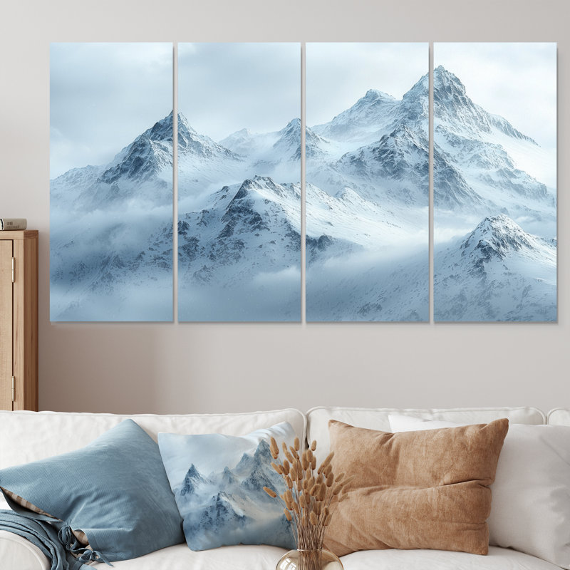 Montagnes d'hiver Scape I - Art mural montagnes - Art mural traditionnel sur toile, H 32 po x l 64 po, 4