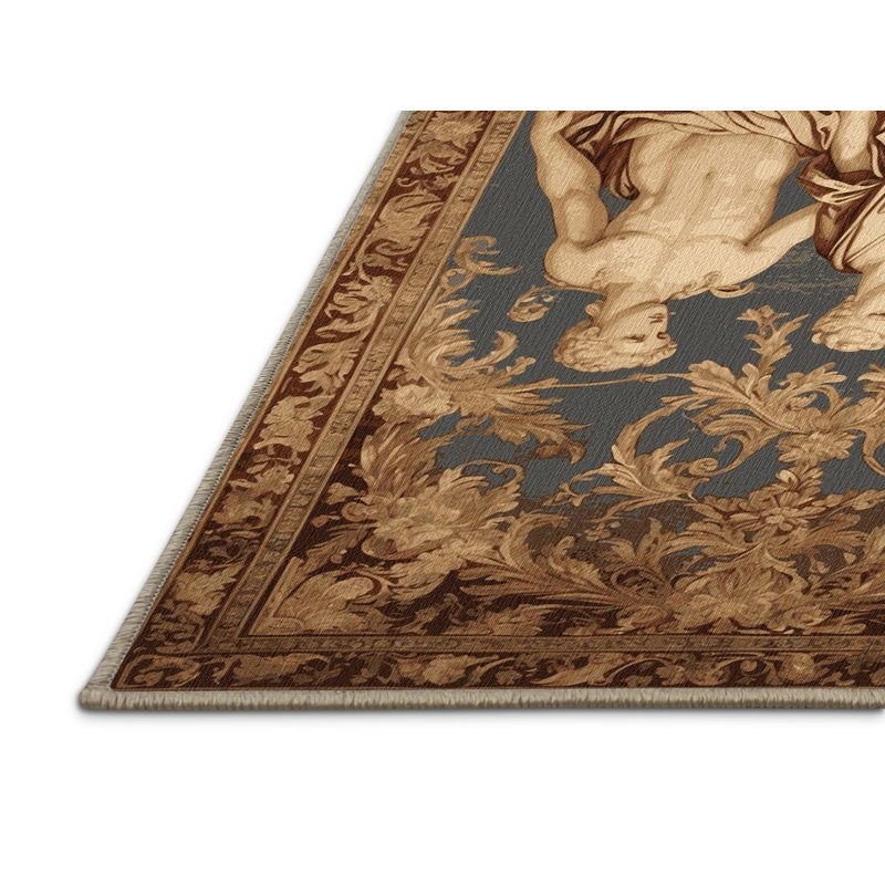 Tapis brun français lavable à la machine, Rectangle 4pi x 6 pi