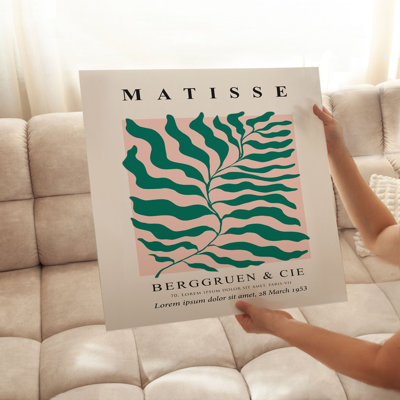 «Botanical Matisse Plant» en vert et rose, reproduction d'art moderne sans cadre Mid-Century