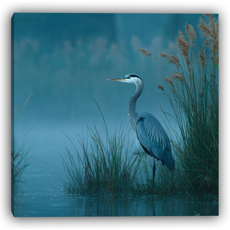 Art mural sur toile Misty Wetland Heron