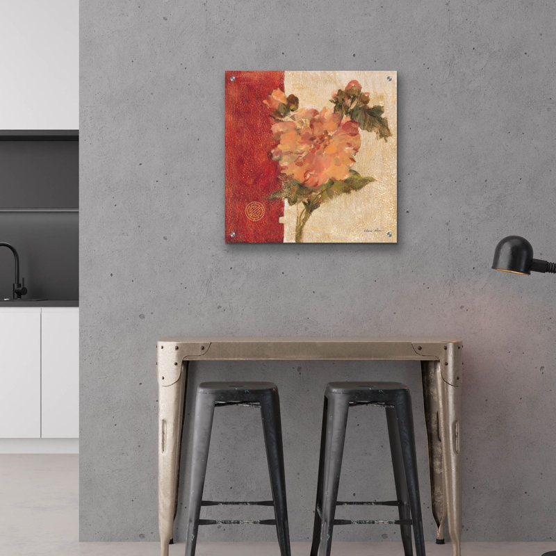 Art mural en verre Lark Manor ™ «Chinoiserie 3» par Cheri Blum, 24 po x 24 po