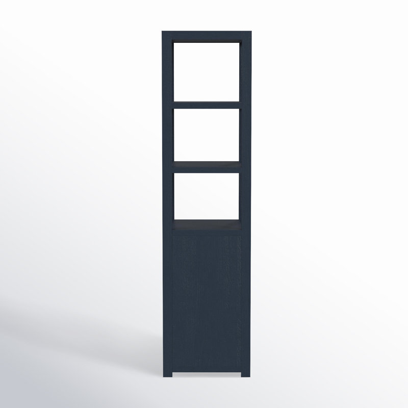 Lark 3- Tier 1 Door Narrow Etagere Bookcase, Navy Blue