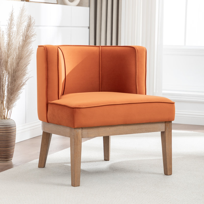 Fauteuil demi-tonneau rembourré Ezra, Velours jacinthe, 1