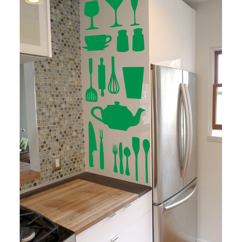 Décalcomanie murale de cuisine, Vert clair, H 51 po x l 40 po x P 0,01 po