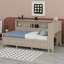 Lit de jour en bois avec tablettes de rangement et 3 tiroirs-107088646
