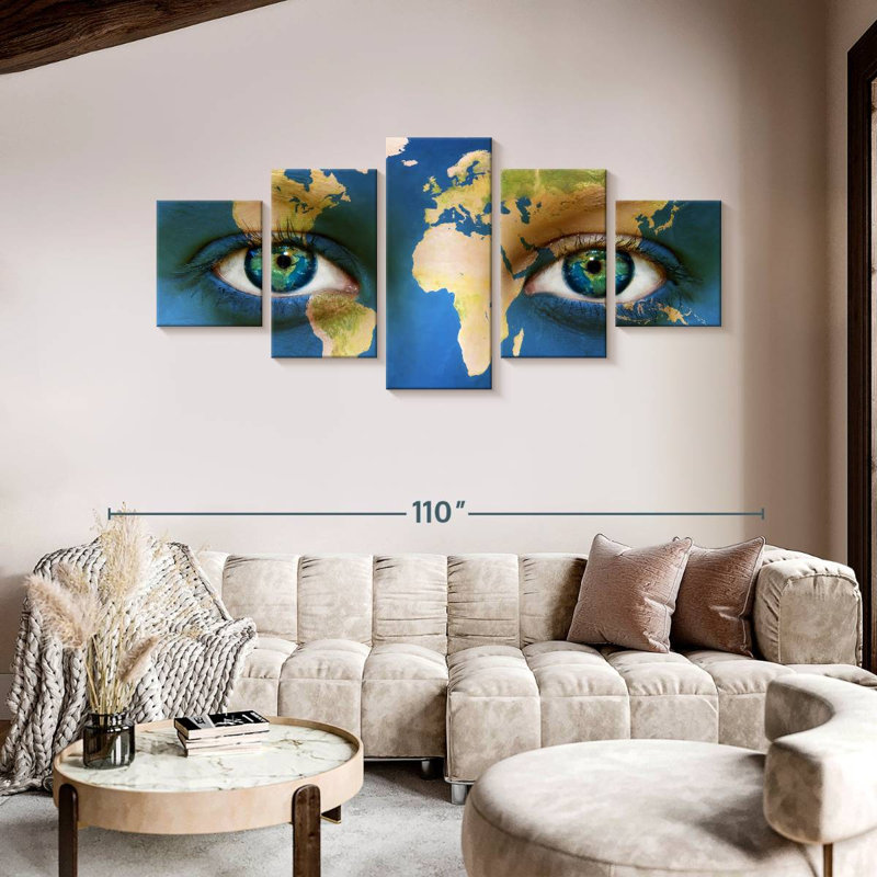 Carte du monde des yeux, H 42 po x l 92 po