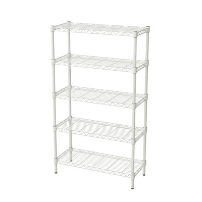 5 Adjustable Metal Storage For Kitchen, Garage, Bathroom, And Pantry - 100% All Iron Frame, 4Pcs 19Mm Thickened Support Poles, No Wobble, Quick Assembly, 4 Non-Slip Leveling Feet  29.2" D X 14" W