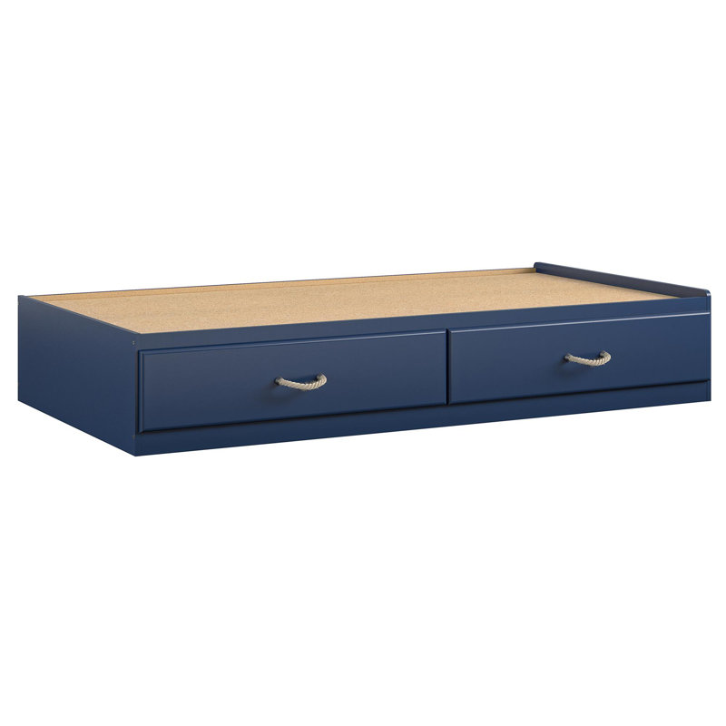 Blue Twin Platform Bed with Storage Drawers