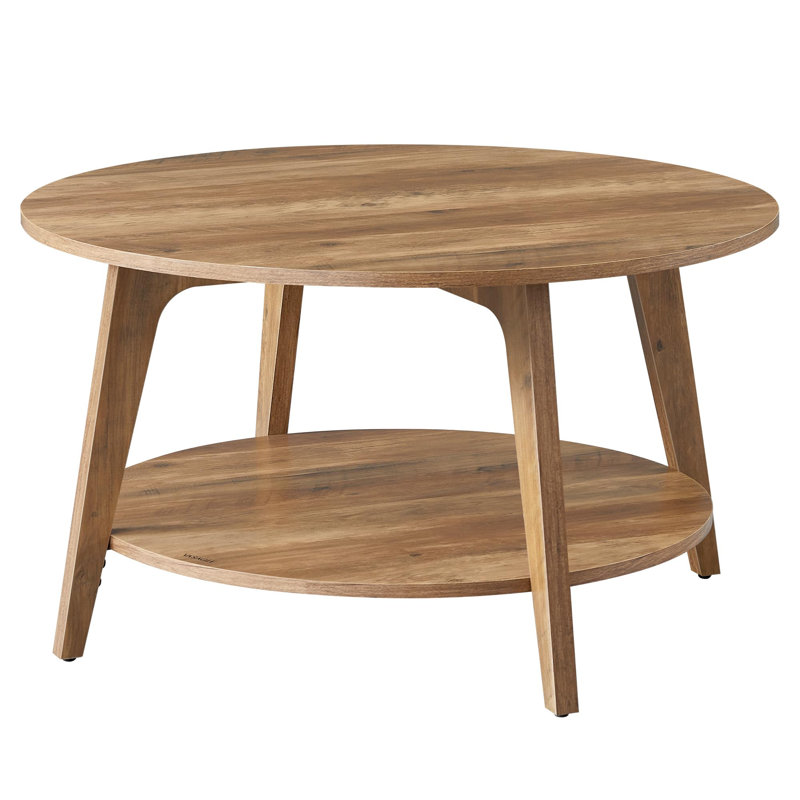 2 Tier Round Coffee Table, Honey Brown