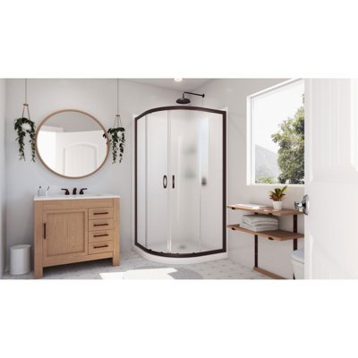 Prime 38" W x 38" D x 76.75" H Round Sliding Shower Enclosure with Base Included