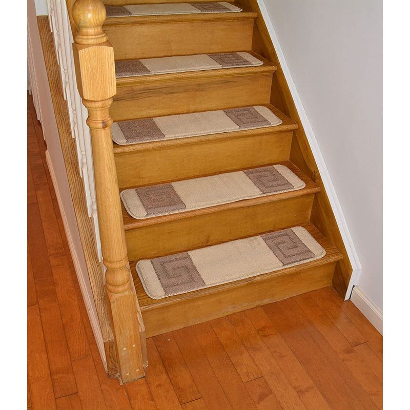 Tapis d'escalier en latex lavable antidérapant, Beige, 15