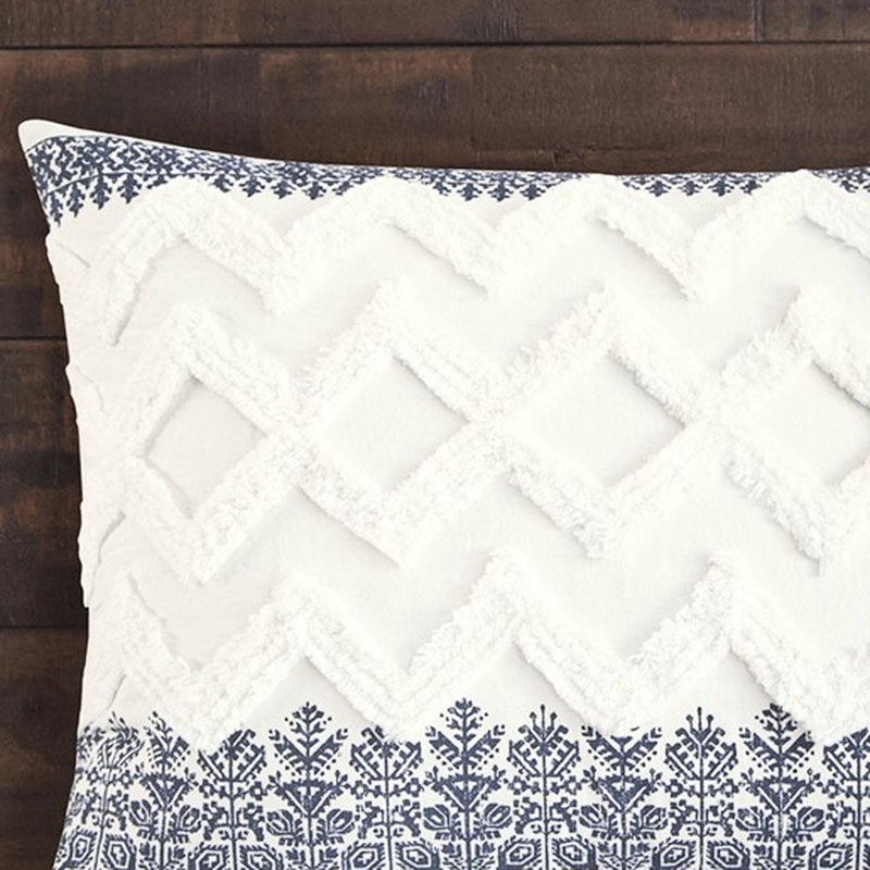 Housse de couette 3 pièces, coton avec capitonnage en chenille, touche délicate, motif, atmosphère lavable à la machine, imprimé