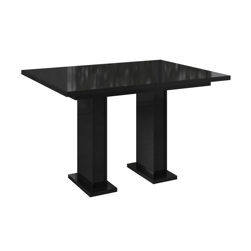 Helme 160 cm Extendable Rectangular Dining Table, Black Gloss