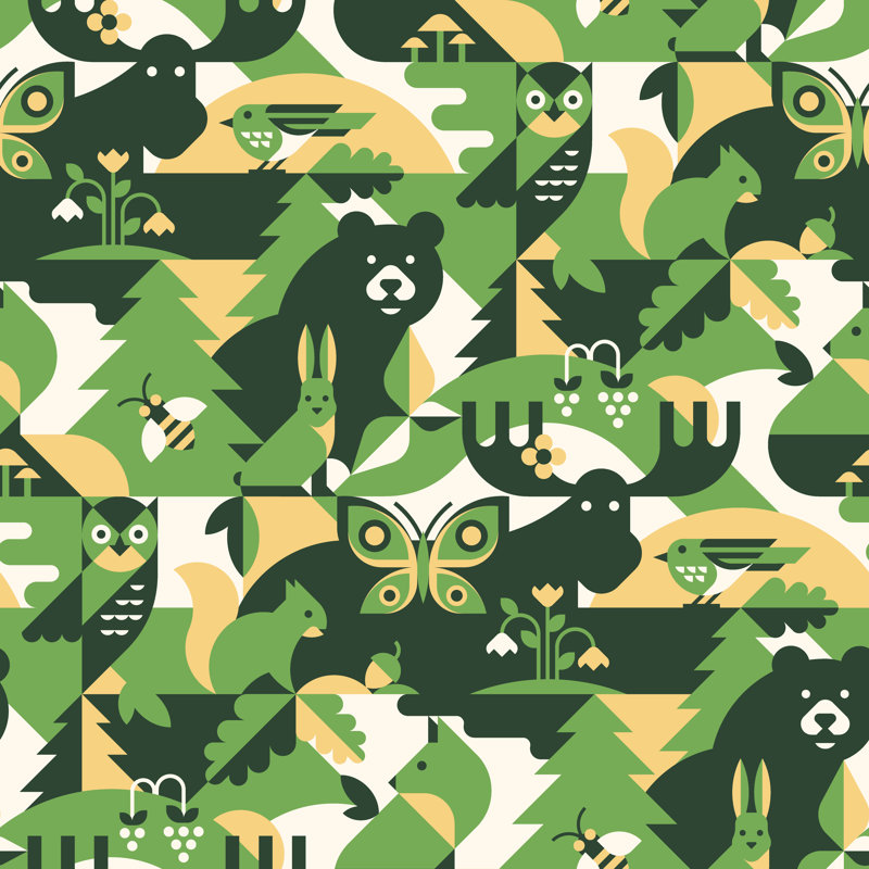 Animals In Forest by Alexey Boychenko - Wrapped Canvas Print, 122cm H x 122cm W x 3.8cm D
