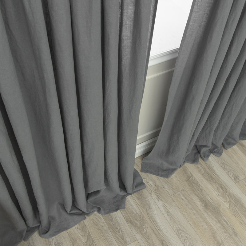 Panneau de rideau simple semi-transparent à passants Aard, Gris foncé