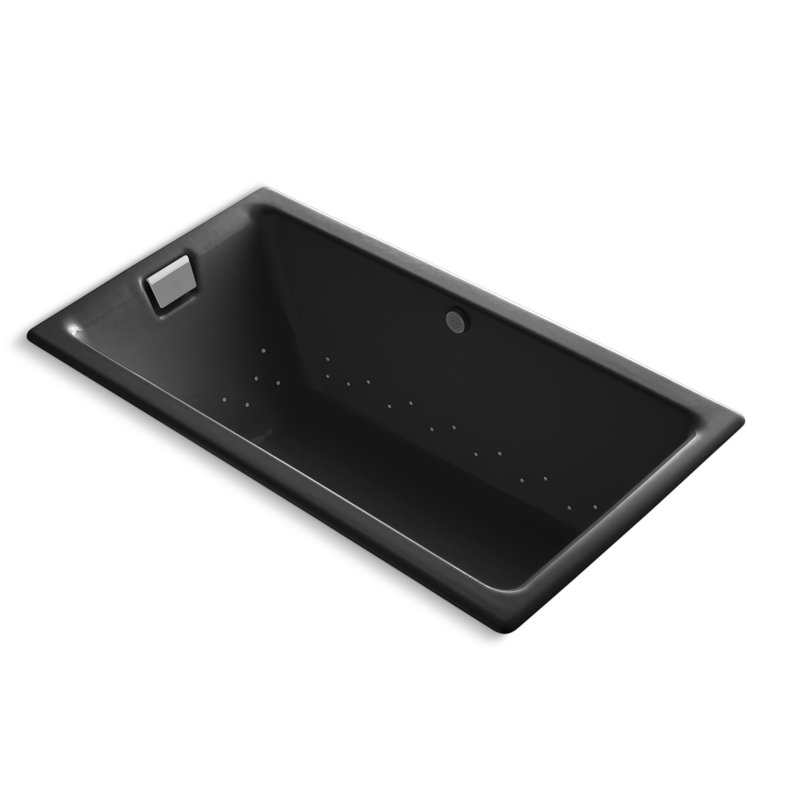 Tea for Two 66" x 36" Drop In Air Bathtub, Black Black, Brushed Nickel
