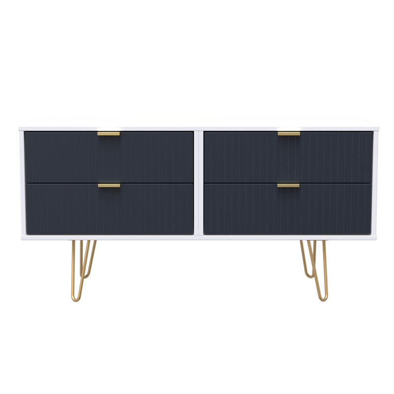 Beranda 115cm W 4 - Drawer Chest of Drawers, Indigo Matt/White