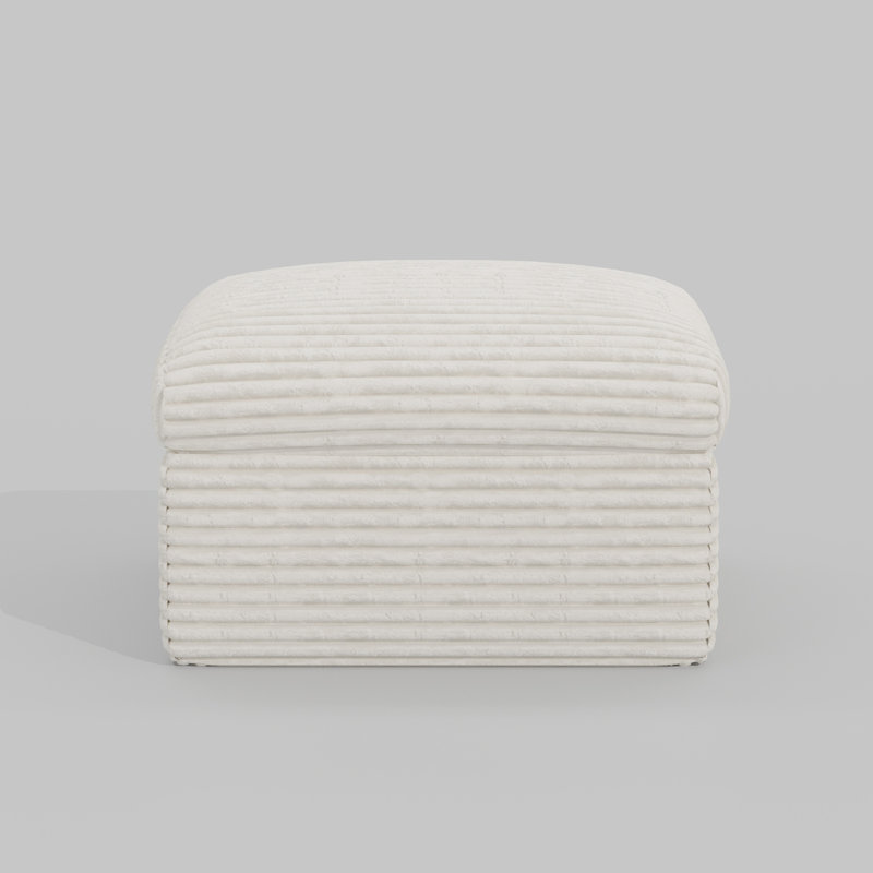  Wide Plush Corduroy Boneless Ottoman Seat Of Compression Sofa, White