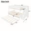 Lit superposé double au-dessus de grand lit double avec tablettes de rangement, escalier, lit gigogne et lumière DEL, blanc-2087019473