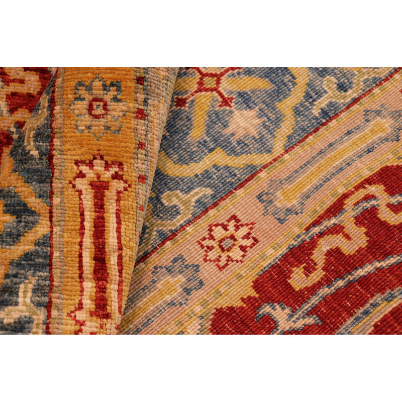 Tapis oriental rouge / bleu en laine noué à la main de 8 pi 1 po x 10 pi 1 po Silke