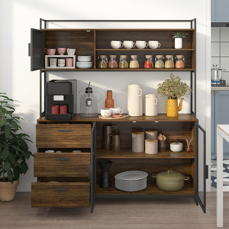 Nassima 59'' Sideboard with Bar Hutch, Rustic Brown