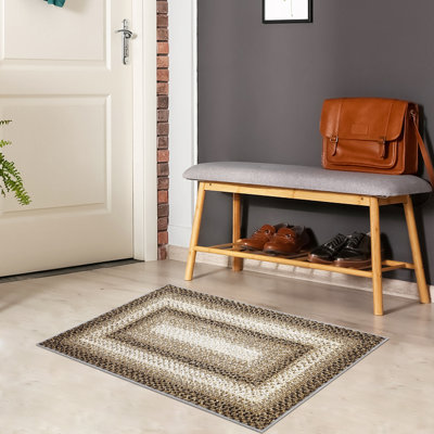 Paillasson lavable pour petit tapis de ferme avec envers en TPR antidérapant, tapis de bain rustique, revêtement de sol à poils courts et sans perte de poils, tapis pliable doux pour l'entrée