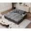 Canapé convertible combiné, tissu velours côtelé, canapé-lit moelleux moderne, fauteuil double salon surdimensionné combiné, gris foncé