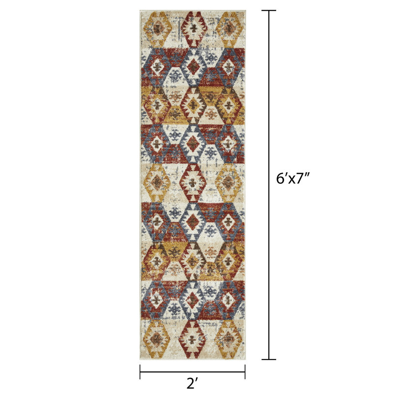 Raashi Abstract Handwoven Polypropylene Indoor Area Rug in Multicolor, Runner 2' x 6'7"