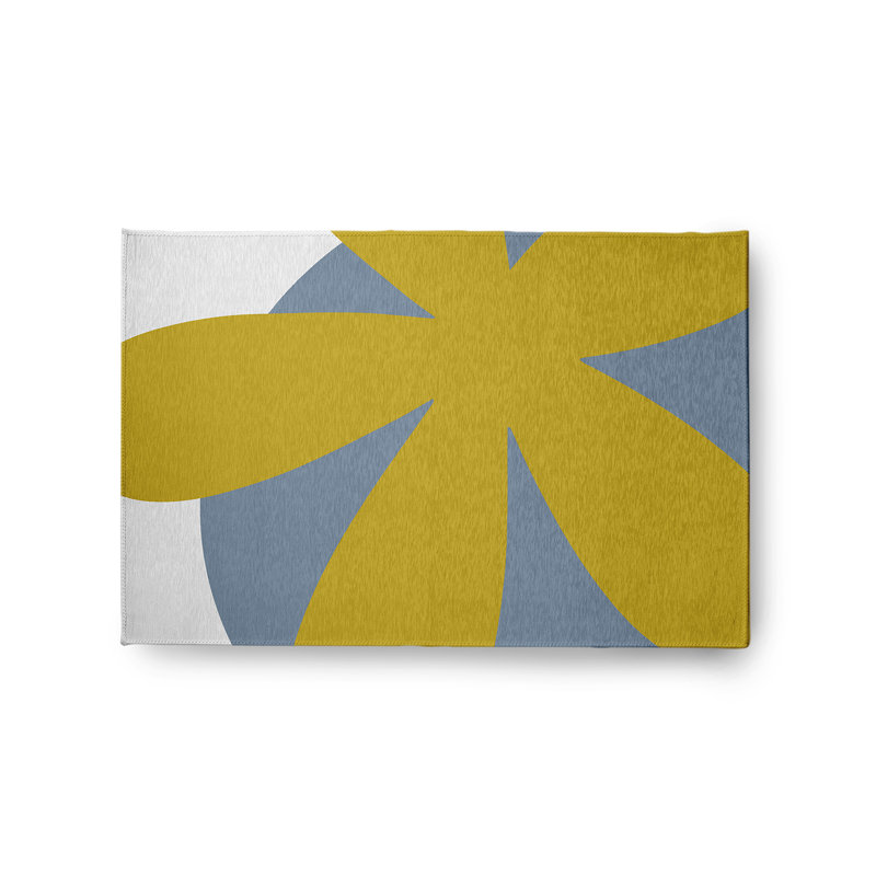 Tapis intérieur / extérieur en chenille tissé à la machine géométrique bleu / jaune, Rectangle 2 pi x 3 pi