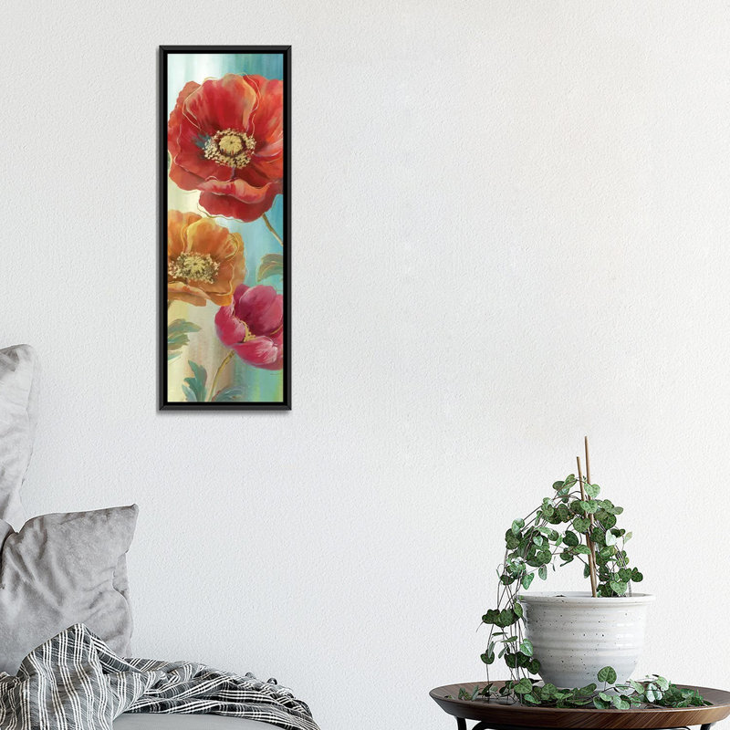 « popy panel red ii », reproduction d’impression sur toile tendue, H 36 po x l 12 po x P 1,5 po, Toile avec cadre noir