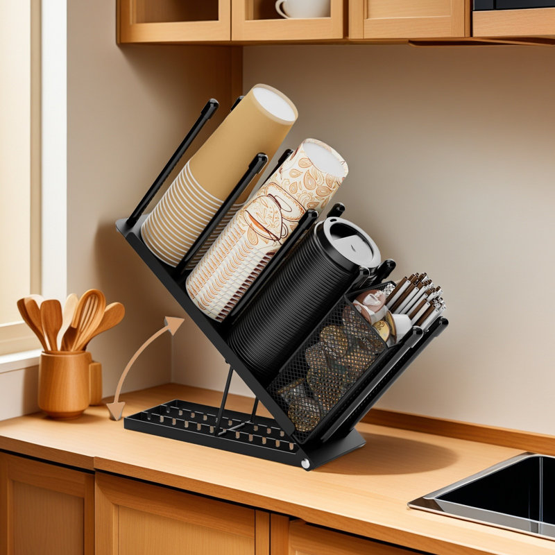 Adjustable Coffee Cup Holder Organizer 4 Compartment