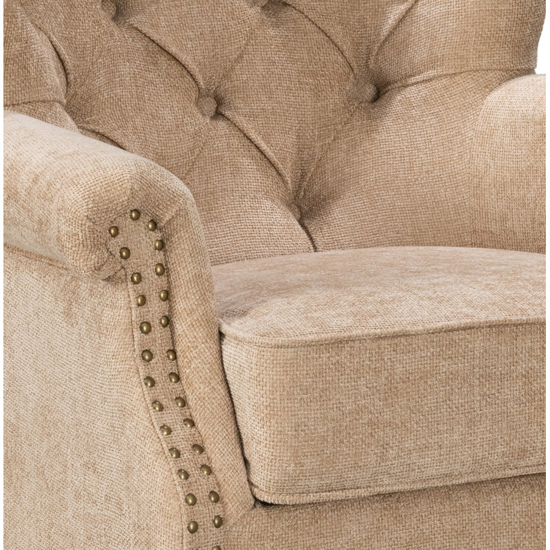 Harmonsburg Upholstered Wingback Chair, Chenille, Nutmeg