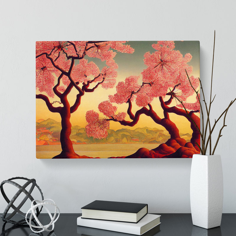 Artistic Cherry Blossom Trees - Wrapped Canvas, 50cm H x 76cm W x 3cm D