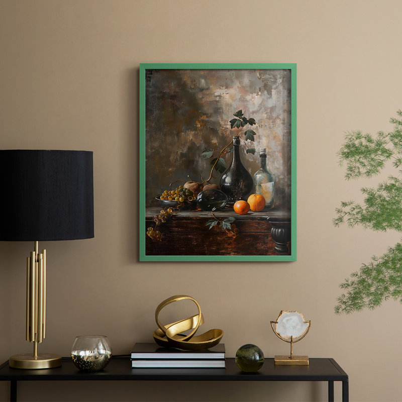 Reproduction encadrée FLORAL Series DCCXV - bois massif, Vert, H 11 po x l 9 po