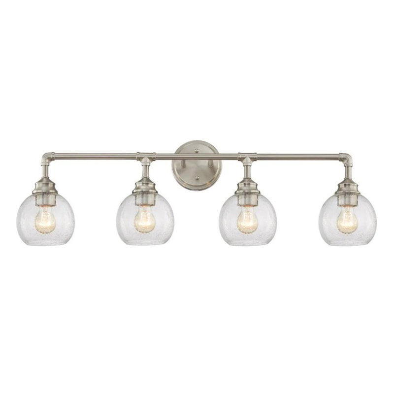 Satin Nickel 4-Light Wall Sconce with Clear Glass