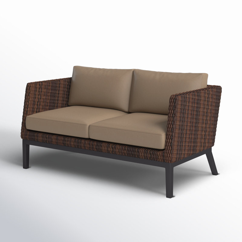 Julian 56.5'' Wide Wicker Loveseat with Cushions, Toast Nauticau