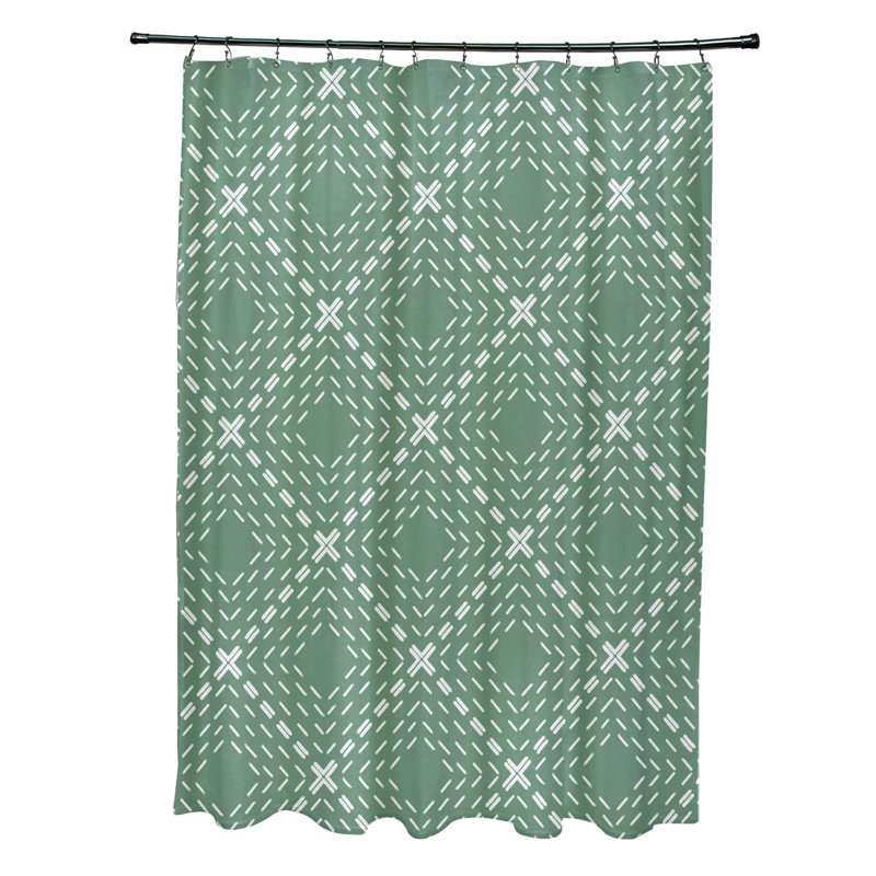 Abbie Geometric Shower Curtain, Green