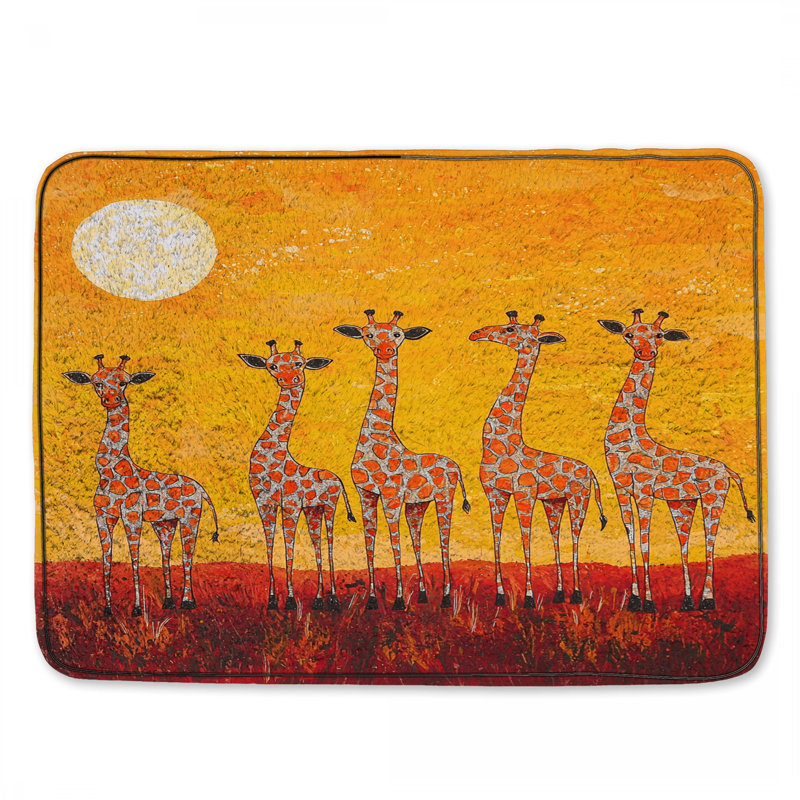Tapis de bain girafe, Simple - L 17 po x l 24 po, Girafe orange