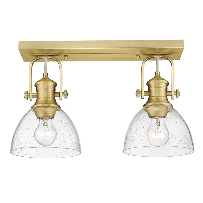 Éclairage pour meuble-lavabo à 2 lumières Bales, Verre martelé, Bronze champagne brossé