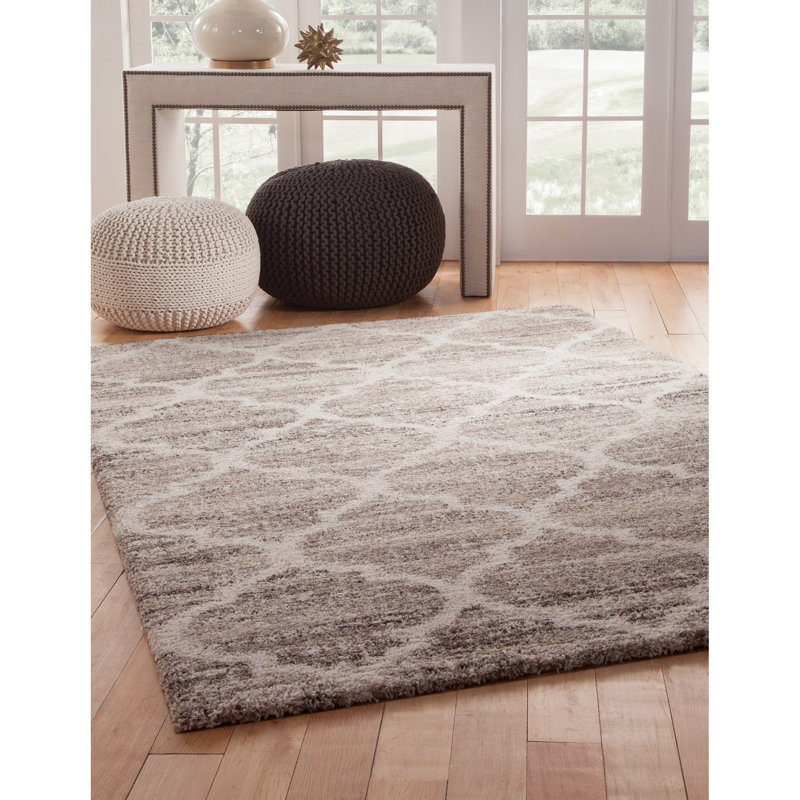 Tapis en oléfine insonorisant à motif de treillis pour décoration intérieure multicolore brun
