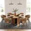 Ensemble de table de salle à manger à piédestal moderne 59,05 po et 6 chaises rembourrées - Base sculpturale - Noyer / brun clair-908361007-908361000