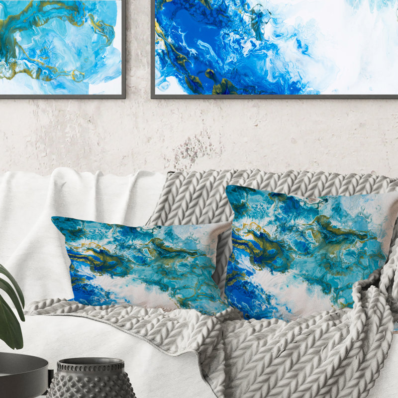 Coussin bleu et blanc